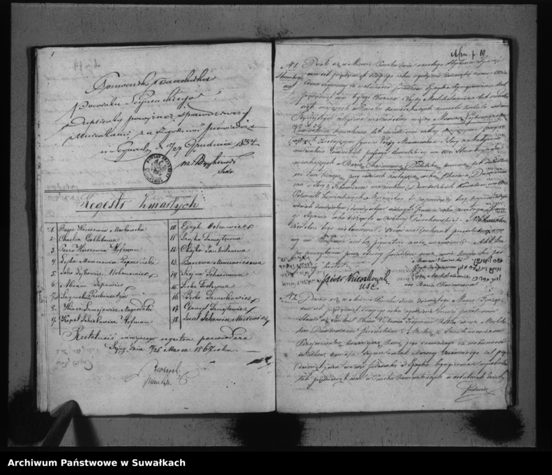 image.from.unit.number "Duplikat Akt Urodzonych, Zaślubionych i Umarłych Urzędnika Stanu Cywilnego Wyznania Moyżeszowego Okręgu Puńsk za r. 1852"