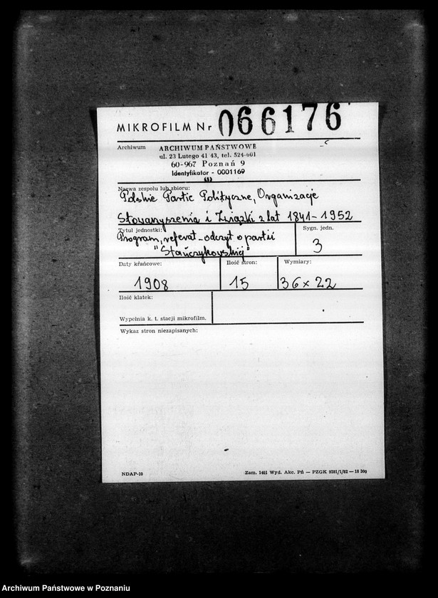 Obraz 2 z jednostki "Program, referat - odczyt o partii "Stańczykowskiej""