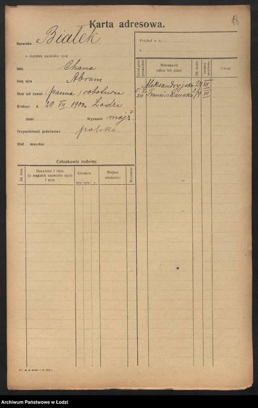 Obraz 20 z jednostki "[Spis ludności Łodzi] Białek - Bibelszön"