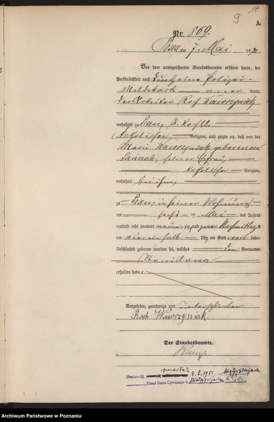 Obraz 12 z jednostki "Księga urodzeń t. III"