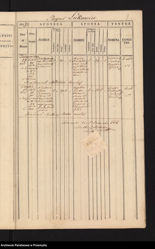 image.from.unit.number "Extractus ex libris metricalibus natorum, copulatorum et mortuorum ecclesia parochialis r.l. Łukawicensis pro anno solari 1845. Pagi: Łukawiec, Bihale, Szczutków cum Ruda Szczutkowska, Nowa Grobla, Kobylnica Ruska cum Wołoska [Wyciąg z ksiąg metrykalnych urodzeń, małżeństw i zgonów parafii obrządku łacińskiego w Łukawcu za rok 1845 wsie – Łukawiec, Bihale, Szczutków z Rudą Szczutkowską, Nowa Grobla, Kobylnica Ruska i Wołoska]"