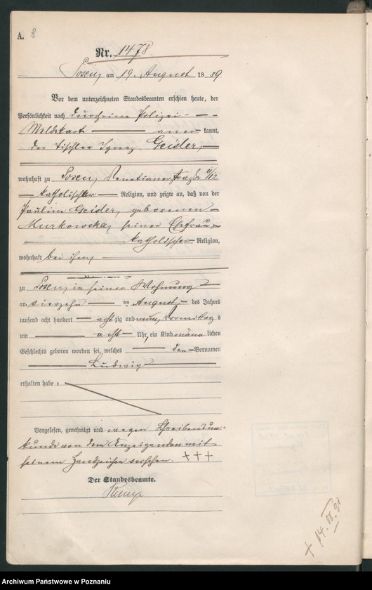 Obraz 11 z jednostki "Księga urodzeń t. IV"