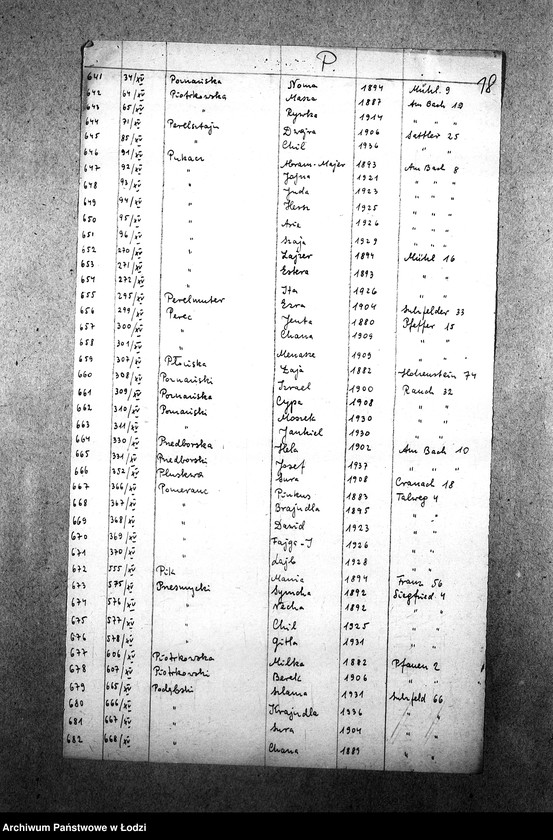 Obraz 20 z jednostki "[Wykazy imienne Żydów wysiedlonych z getta łódzkiego]"