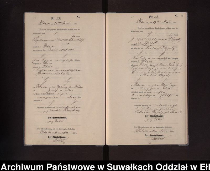 Obraz 16 z jednostki "Sterbe-Neben-Register des Preussischen Standes-Amtes Rhein Kreis Loetzen"