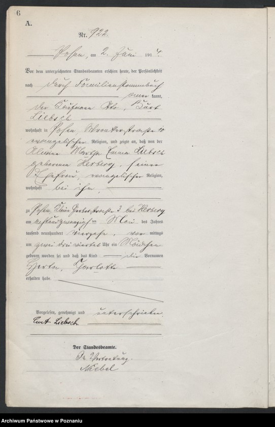 Obraz 8 z jednostki "Księga miejscowa urodzeń tom III[Rejestr główny urodzeń]"