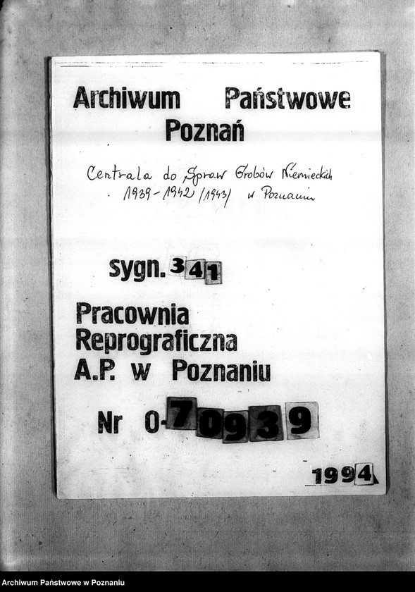 Obraz 1 z jednostki "Kreis Gnesen (Gniezno). Wykazy miejscowych Niemców, którzy zginęli w 1939 roku"