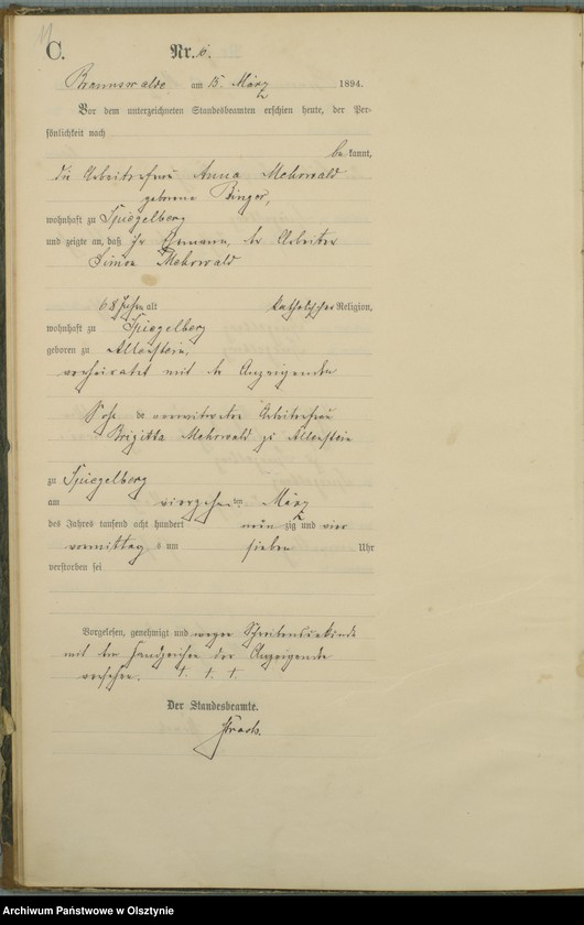 image.from.unit.number "Sterbe-Haupt-Register Nr 1 - 45"