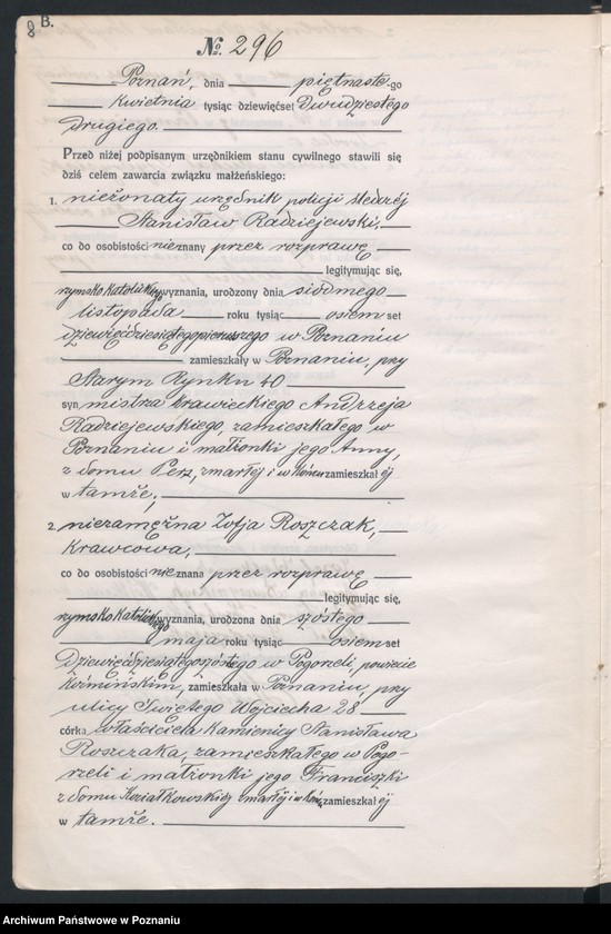 Obraz 10 z jednostki "Księga miejscowa małżeństw tom II [Rejestr główny małżeństw]"