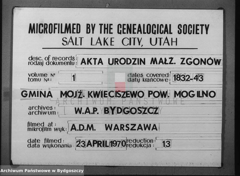 image.from.team "Akta metrykalne żydowskiej gminy wyznaniowej w Kwieciszewie pow. Mogilno"