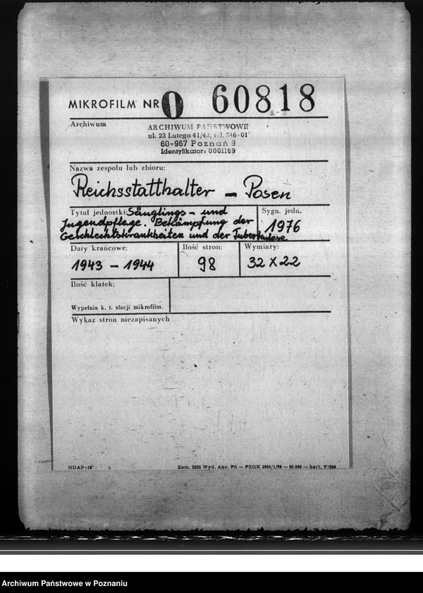 Obraz 2 z jednostki "Säuglings - und Jugendpflege. Bekämpfung der Geschlechtskrankheiten und der Tuberkulose"