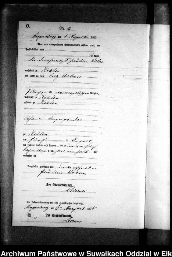 image.from.unit.number "Sterbe-Neben-Register des Preussischen Standes-Amtes Kehlen Kreis Angerburg"