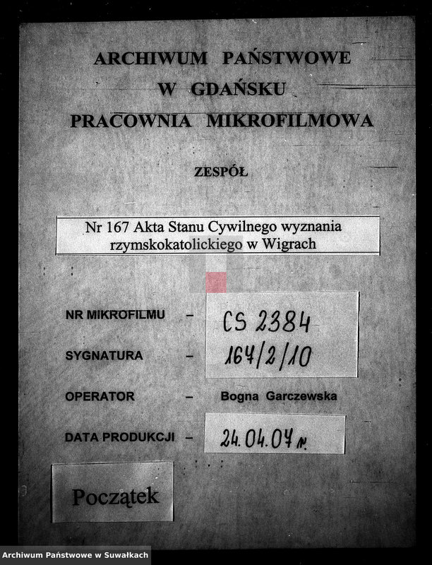 image.from.unit.number "Dowody służące do Akt Ślubnych Urzędnika Stanu Cywilnego Gminy Wigierskiey Od dnia 1 Stycznia 1822 r."