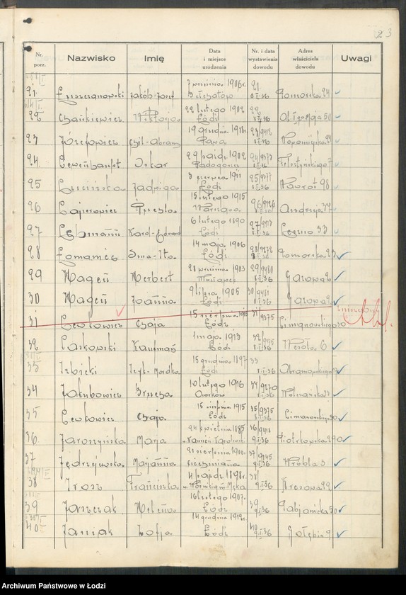 image.from.unit.number "Ewidencja dowodów osobistych wydanych przez Zarząd Miejski w Łodzi, zespół nr 3 [- nazwiska na litery Ch, H, I, J, L, Ł]"