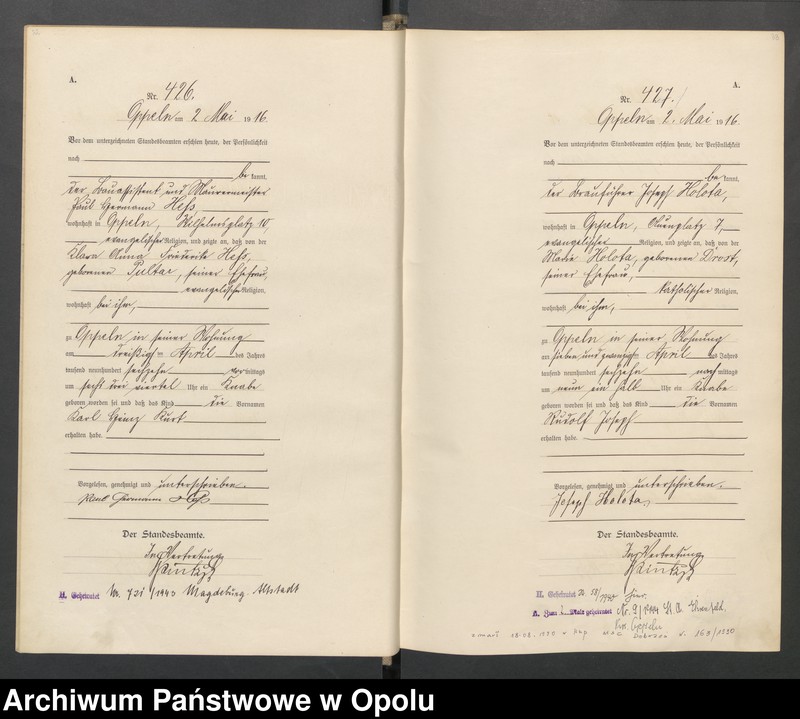 image.from.unit.number "Urząd stanu Cywilnego Opole Księga Urodzeń Rok 1916 396-793 t.2"