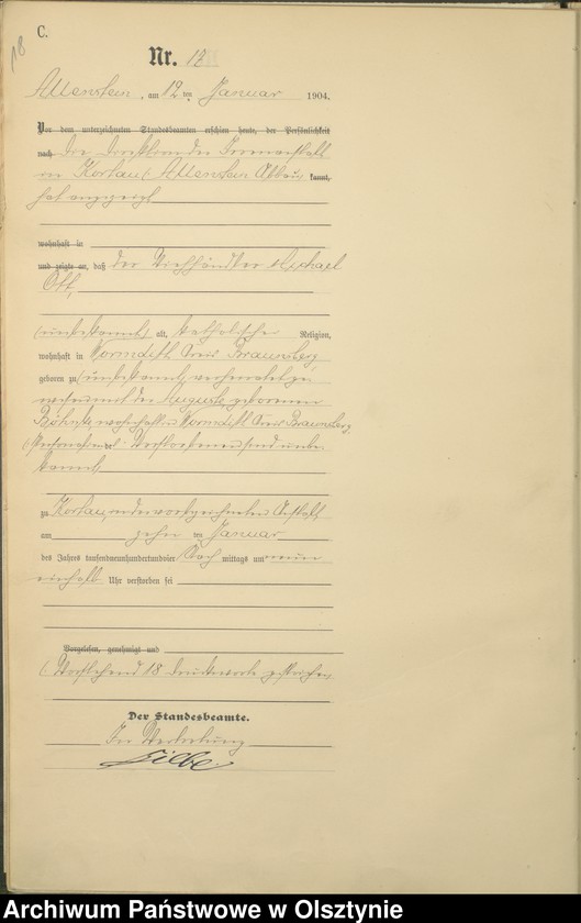 image.from.unit.number "Sterbe-Haupt-Register Tom I, Nr 1 - 398"