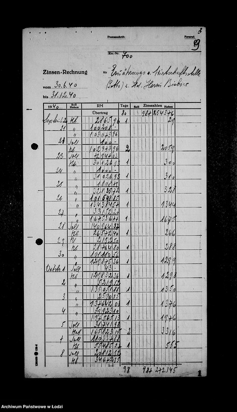 Obraz 13 z jednostki "Bankkonto nr 700"