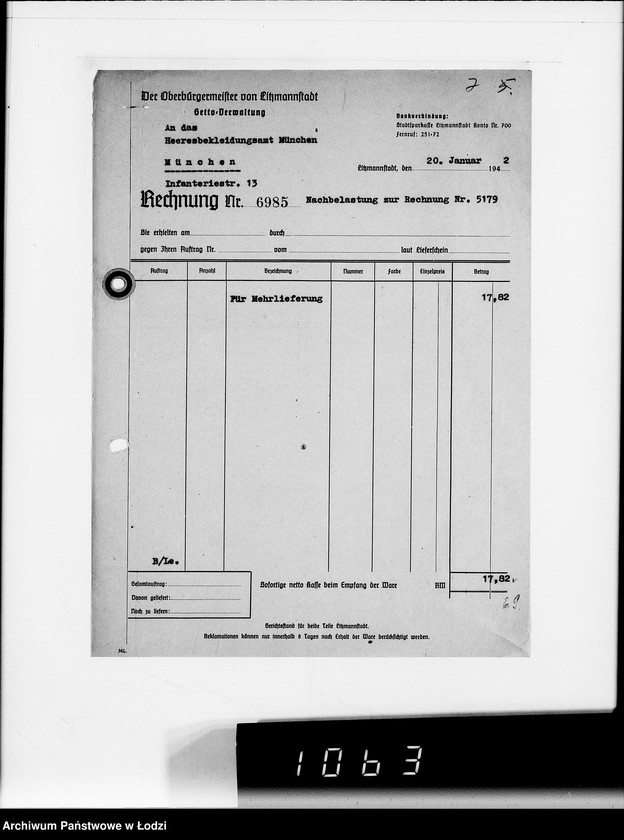 Obraz 11 z jednostki "Heeresbekleidungsamt München.Kriegsauftrag 6/14"