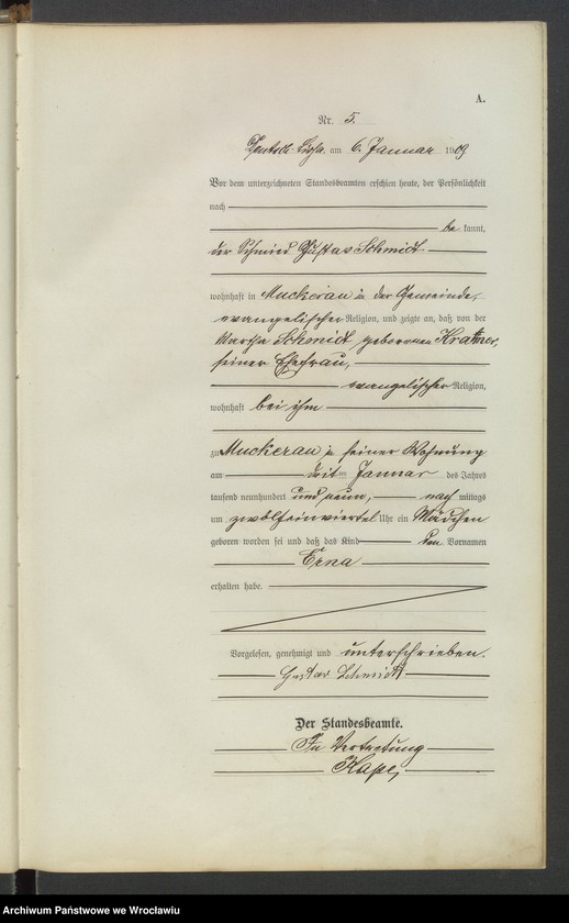 image.from.unit.number "Księga urodzeń Leśnica (Deutsch Lissa) 1909"