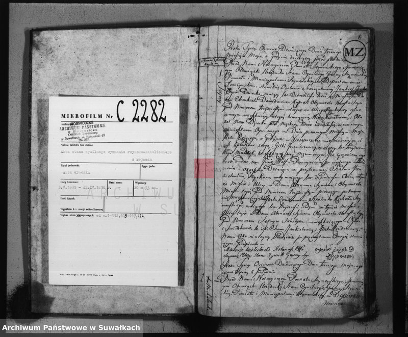 image.from.unit.number "Akta urodzonych gminy seyneńskiej od 1-go maja 1809 r."