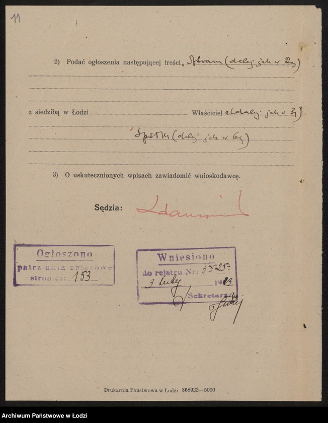 Obraz 13 z jednostki "Abram Wojdysławski i S-ka- fabrykacja i sprzedaz towarów wełnianych i bawełnianych"