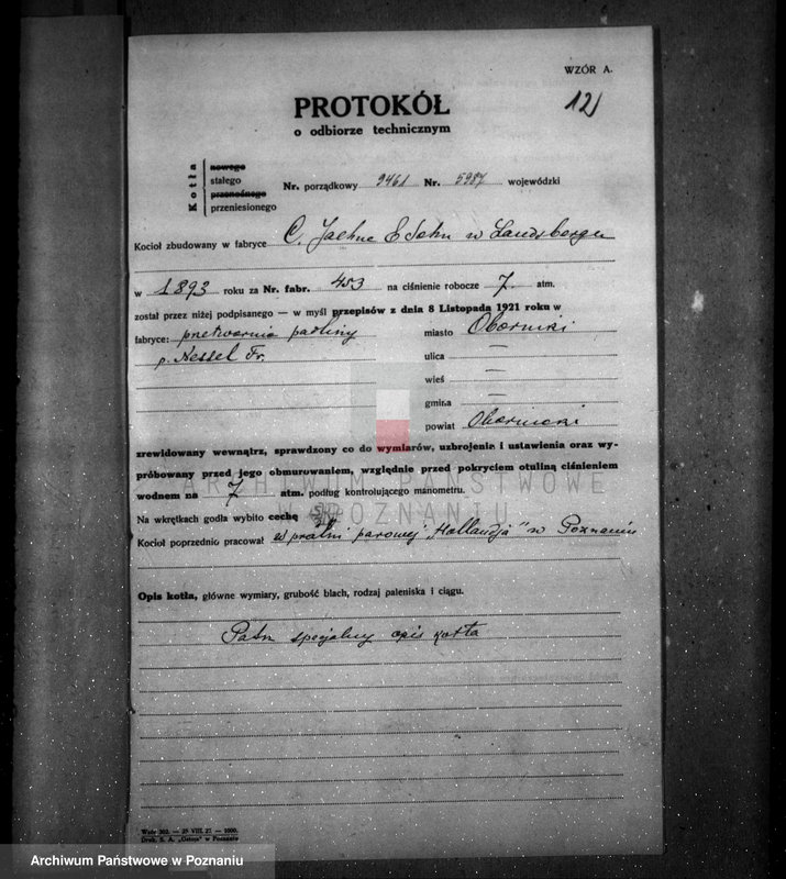 Obraz 16 z jednostki "Tartak J. Wrońskiego w Obornikach nr woj. 1638"