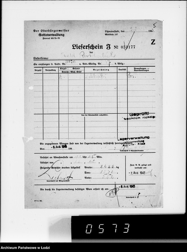 Obraz 9 z jednostki "Lebensmitteleinkauf. Aufträge, Lieferscheinen und Rechnungen 21081-21120"