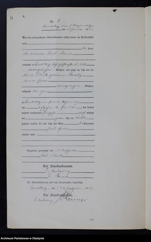 image.from.unit.number "Geburts-Neben-Register Nr 1 - 45 [ Księga urodzeń - wtóropis ]"