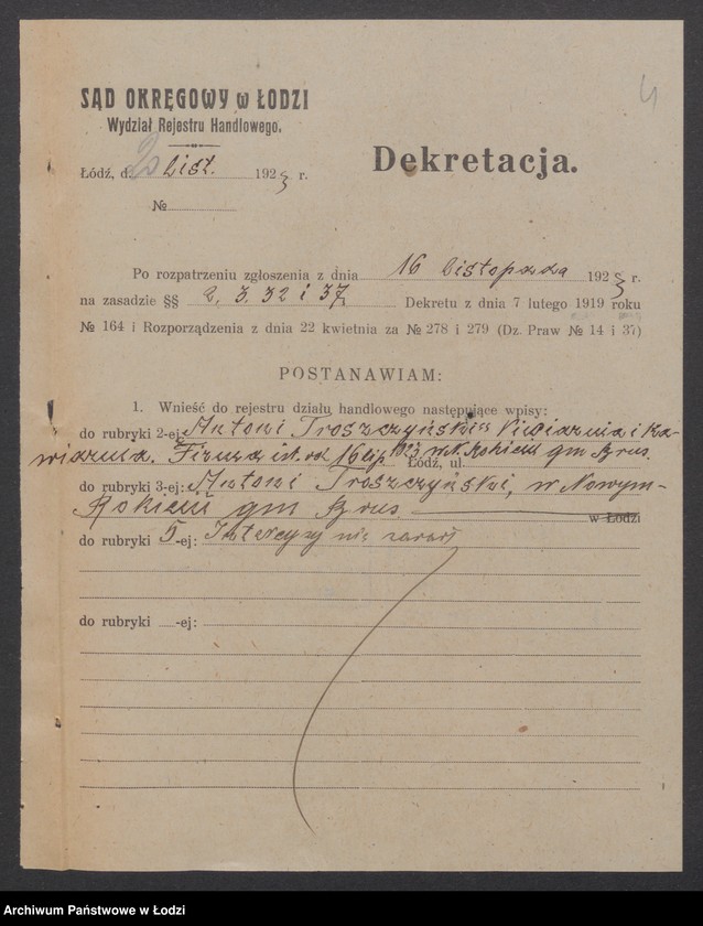 Obraz 6 z jednostki "Antoni Traszczyński- piwiarnia i kwiaciarnia"