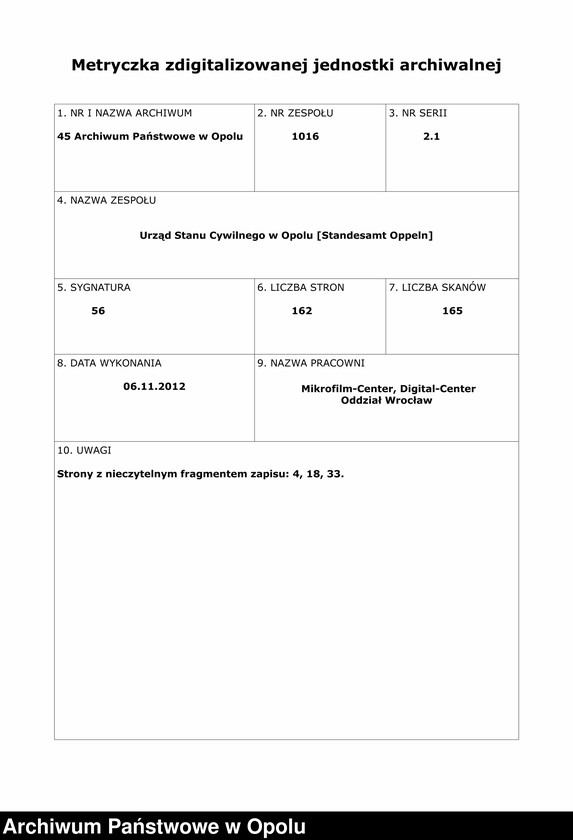 Obraz 2 z jednostki "Urząd Stanu Cywilnego w Opolu 1903 Rejestr Urodzeń Księga Miejscowa Nr 1196 do 1355"