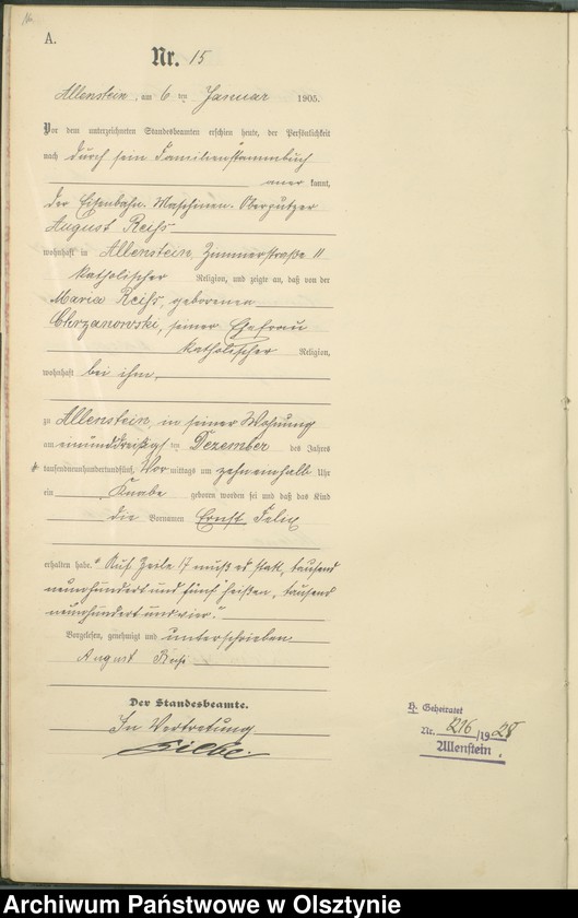 image.from.unit.number "Geburts-Haupt-Register Tom I, Nr 1- 398"