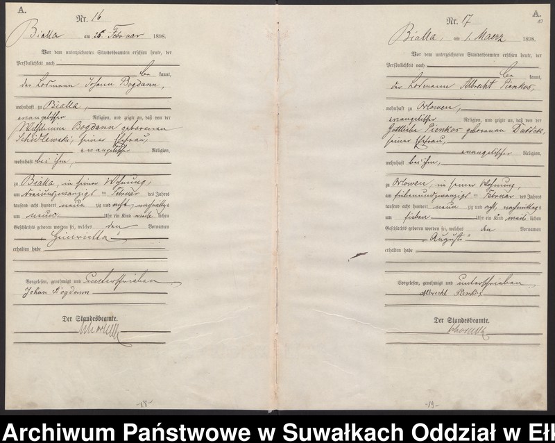 image.from.unit.number "Geburts-Haupt-Register des Königlichen Preussischen Standes-Amtes Bialla Kreis Johannisburg"