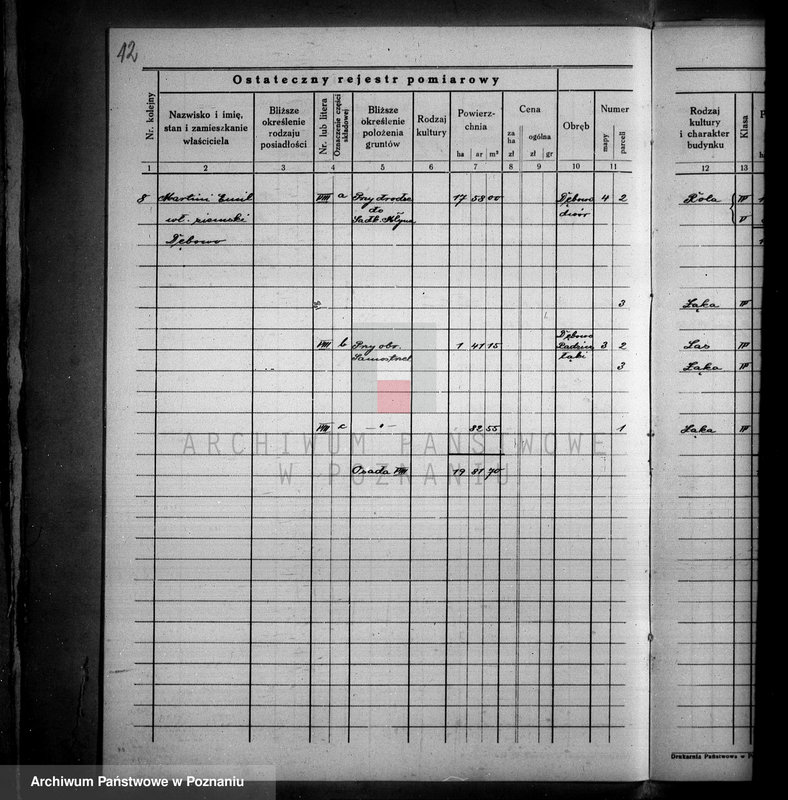 Obraz 16 z jednostki "Ostateczny rejestr pomiarowy majątku Dębowo powiatu wyrzyskiego"