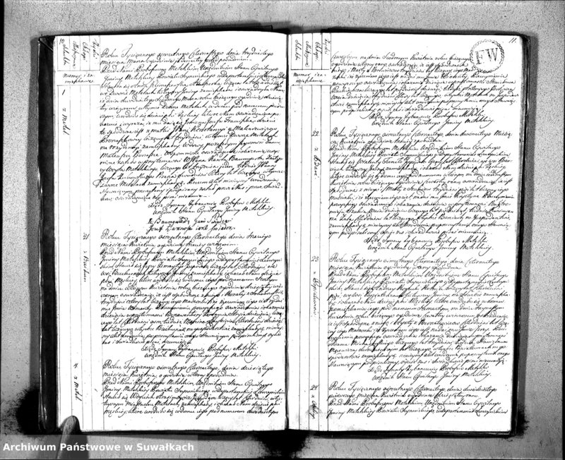 Obraz 9 z jednostki "Księgo Aktów Urodzenia Urzędnika Stanu Cywilnego Gminy Metelskiey Powiatu Seyneńskiego Departamentu Łomżyńskiego od 1 Stycznia Tysiąc Osimset Czternastego Roku 1814"