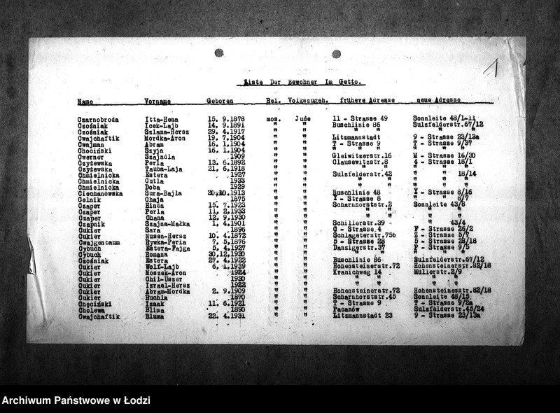 Obraz 5 z jednostki "[Alfabetyczny spis mieszkańców getta. Litera C]"