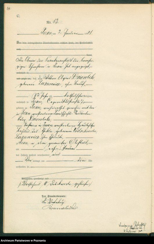 Obraz 16 z jednostki "Księga miejscowa zgonów t. I"