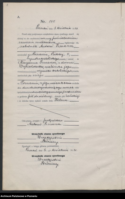 Obraz 10 z jednostki "Księga urodzeń odpis tom III [Rejestr poboczny urodzeń]"