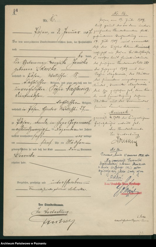 Obraz 18 z jednostki "Księga miejscowa urodzeń tom I [Rejestr główny urodzeń]"