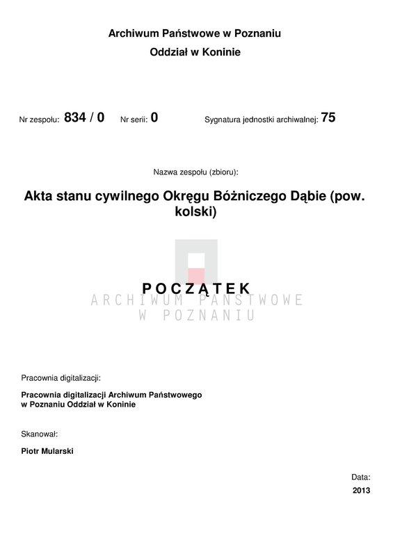 Obraz 3 z jednostki "Księga urodzeń, małżeństw, zgonów"