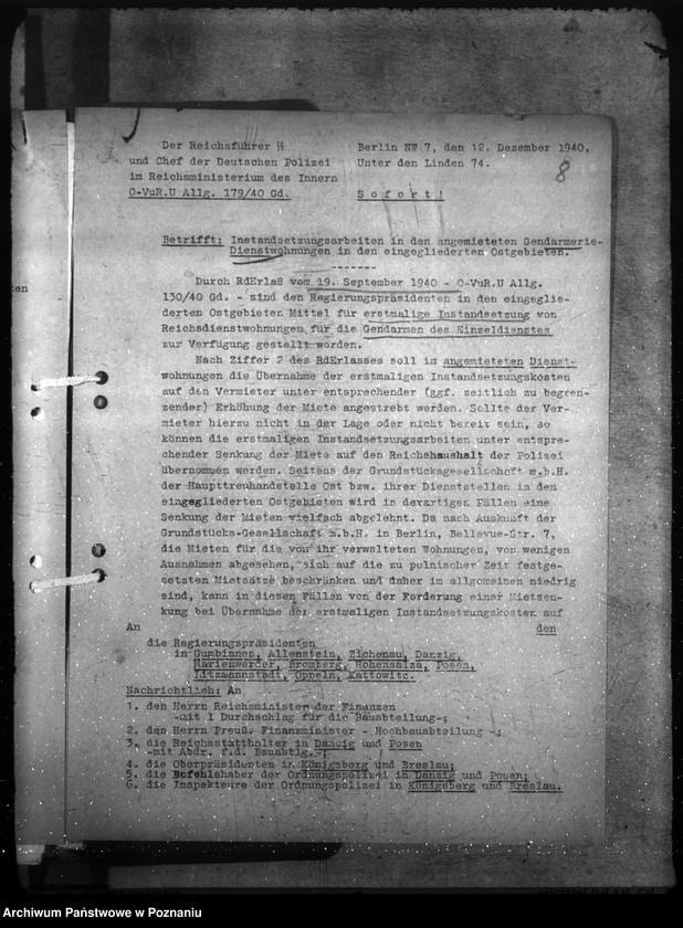 Obraz 13 z jednostki "Erstmalige Herrichtung (Instandsetzung) von Dienstgebäuden, Diensträumen, Reichsmiet- und Reichsdienstwohnungen der Gendarmerie im Einzeldienst a) Erlasse, B) Schriftwechsel"