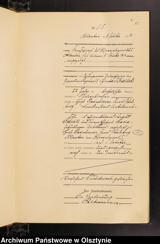 image.from.unit.number "Sterbe-Haupt-Register Tom II, Nr 601-720"