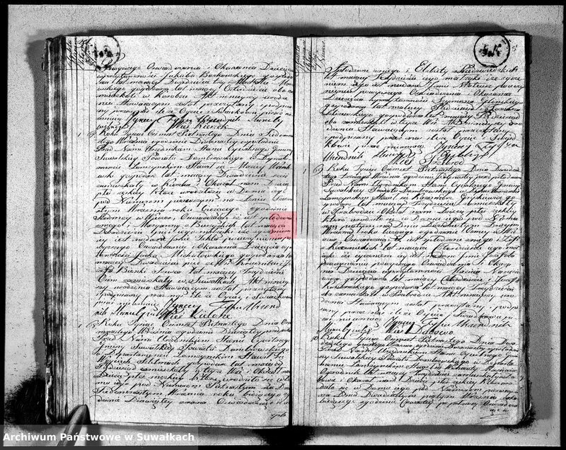 image.from.unit.number "Księga aktu urodzonych gminy suwalskiey, powiatu dąbrowskiego w departamencie łomżyńskim od dnia 1 maja 1815 do 1 maja 1816"