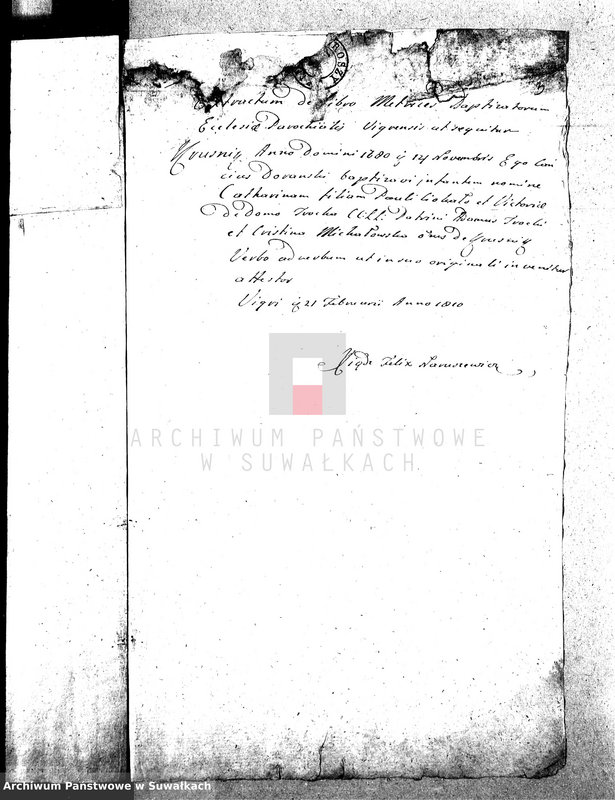 image.from.unit.number "Dowody do Akt Małżeństwa Gminy Wigierskiey od dnia 1-o Maja 1809 do dnia ostatniego kwietnia 1810 Roku."