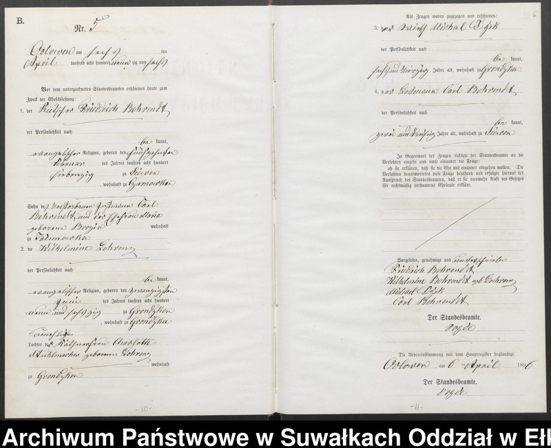 image.from.unit.number "Heiraths-Neben-Register des Preussischen Standes-Amtes Orlowen Kreis Loetzen"