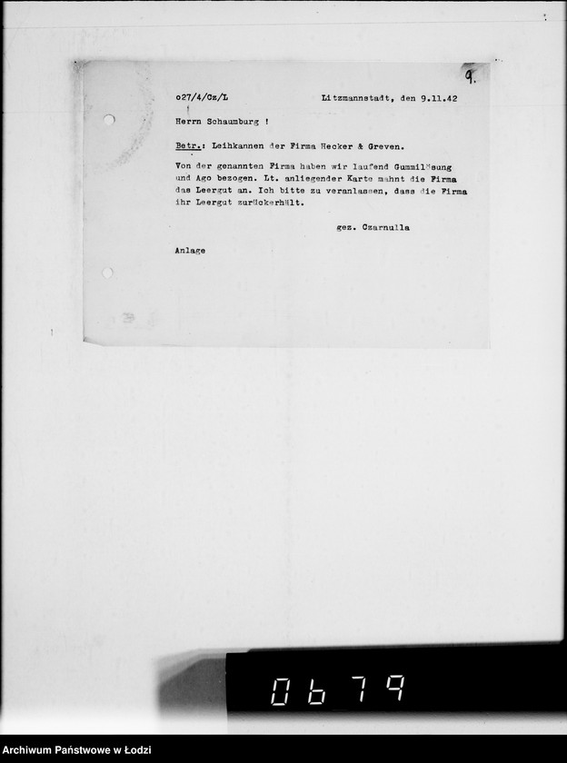 Obraz 13 z jednostki "Herrn Schaumberg.[Korespondencja wewnętrzna w sprawach realizacji zamówień, dostaw towarów i maszyn]"