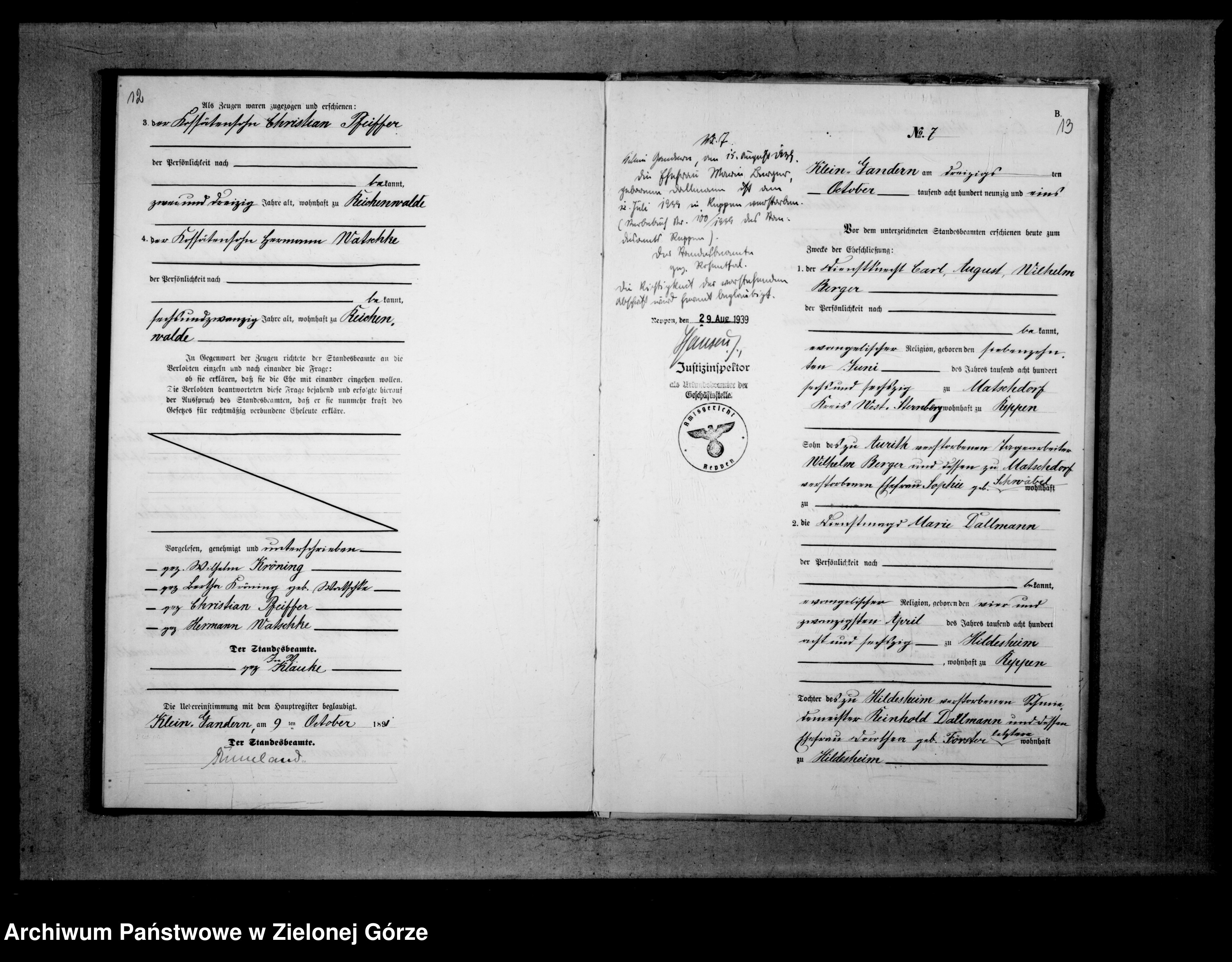 Skan z jednostki: Heirats-Neben-Register