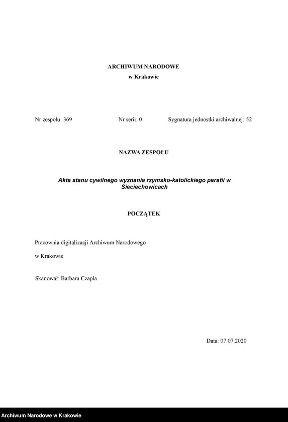 image.from.unit.number "Księga urodzeń, małżeństw i zgonów parafii Sieciechowice"