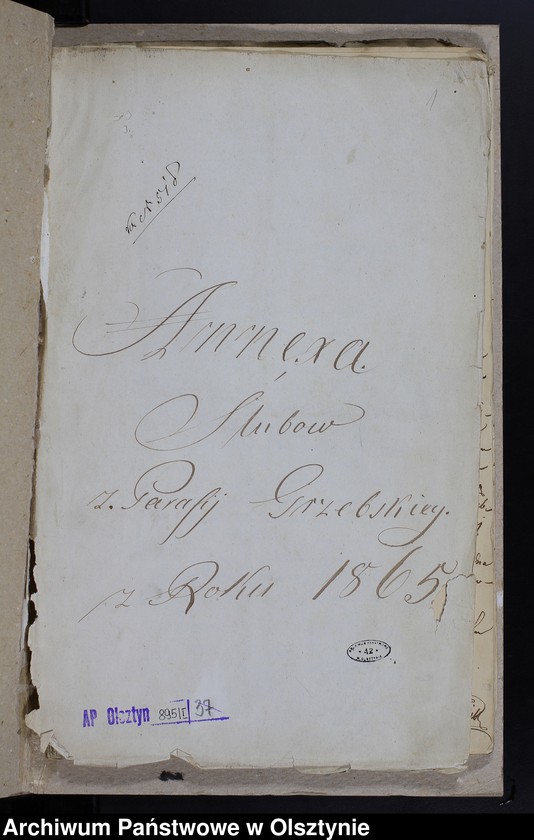 image.from.unit.number "Annexa Ślubów z Parafij Grzebskiey z Roku 1865"