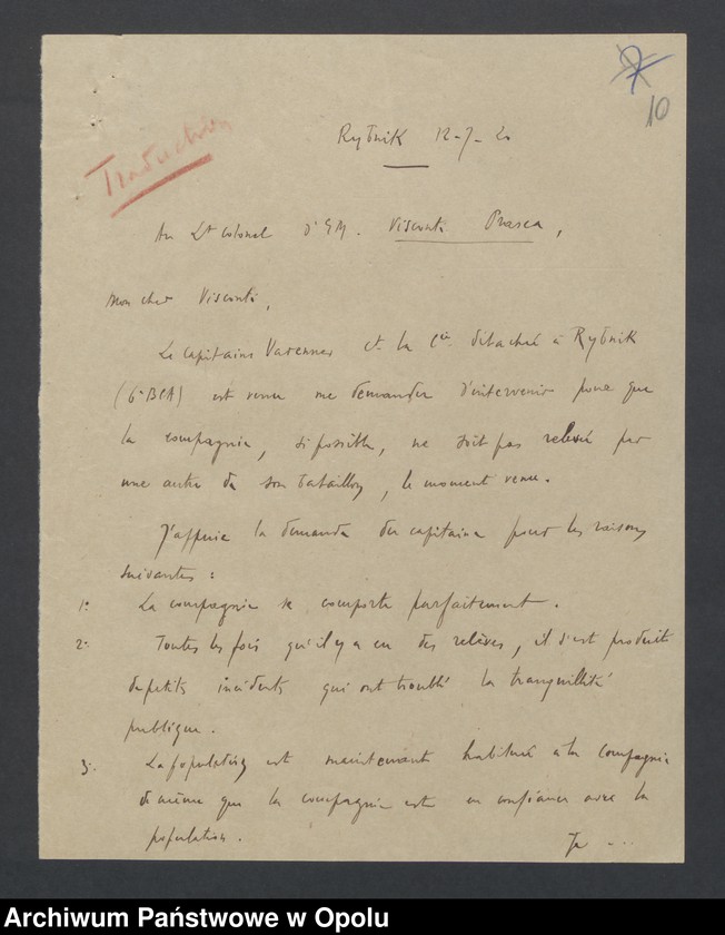 Obraz 11 z jednostki "Entress /Korespondencja wpływająca pochodząca od władz wyższych i jednostek podległych - pisma, zarządzenia/ 30.06.-29.10.1920"