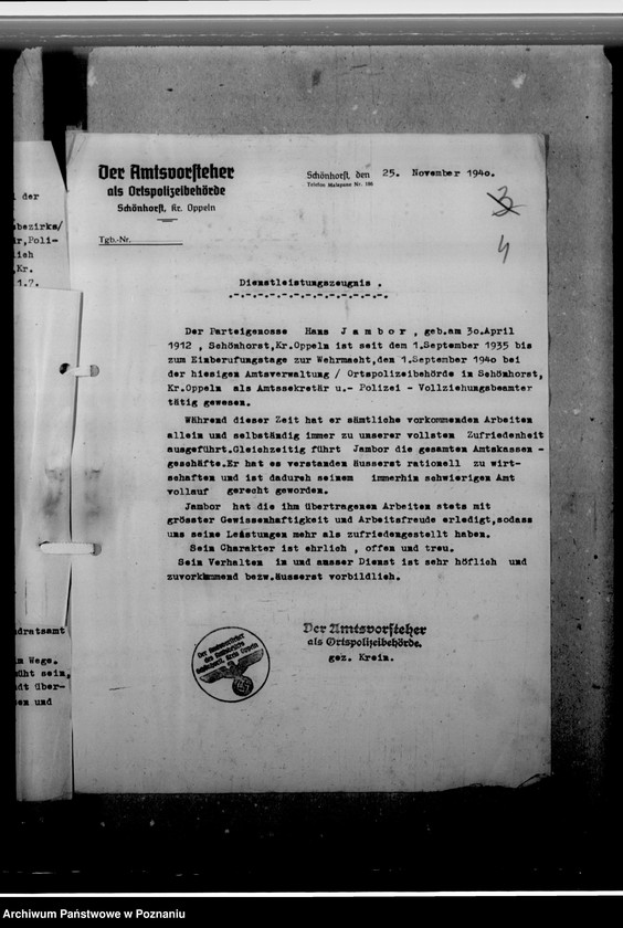 Obraz 8 z jednostki "Jambor, Hans, Bewerbung - um eine Amtskommissarstelle"