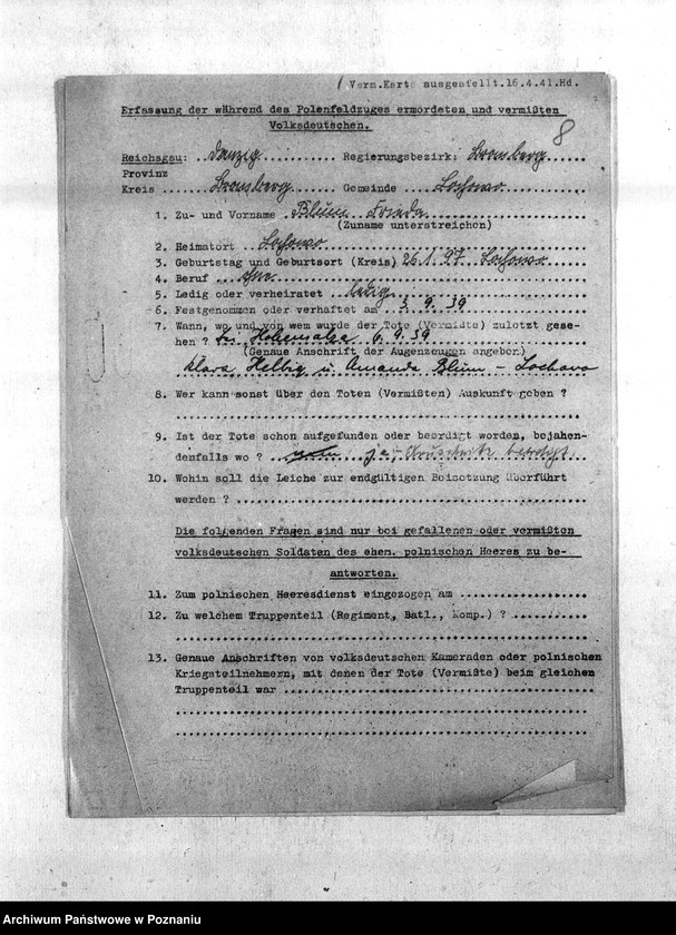 Obraz 12 z jednostki "Amtliche Meldungen Gemeinde Łochowo (Łoskowo). Kreis Bromberg (Bydgoszcz)"